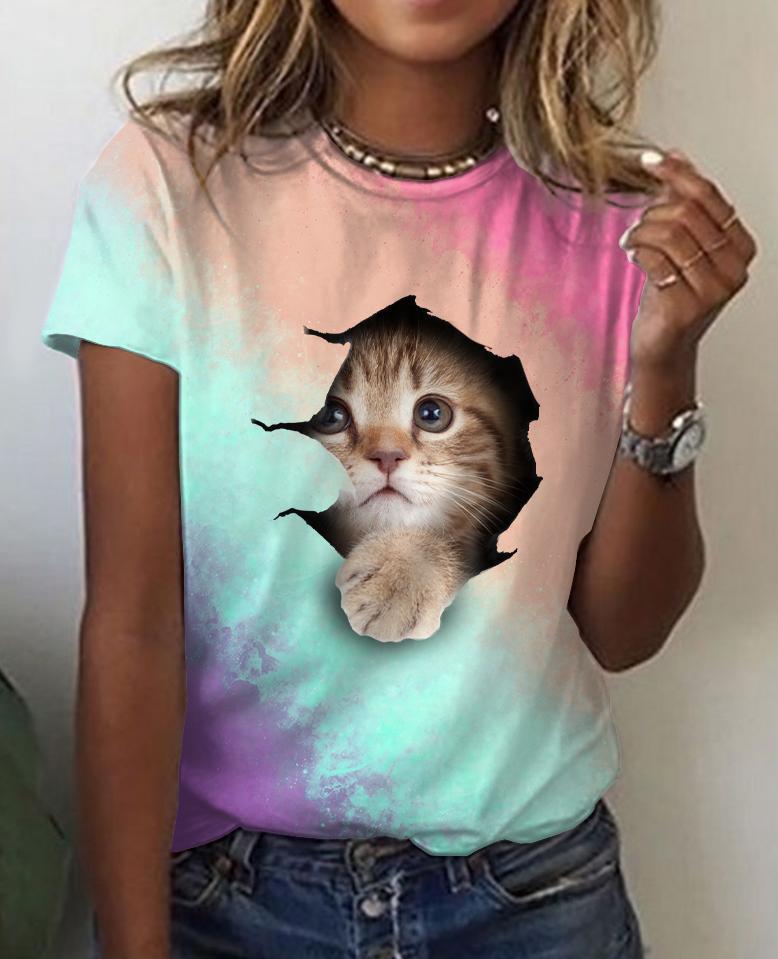 Animal Series Digital 3D Printing Men's And Women's Short sleeved T shirt Top Lttx252 - Shop at LoveMi