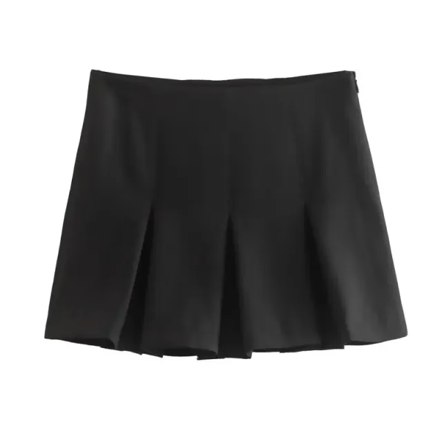 Style Wide Pleated High Waist American Skirt Black - Shop at LoveMi