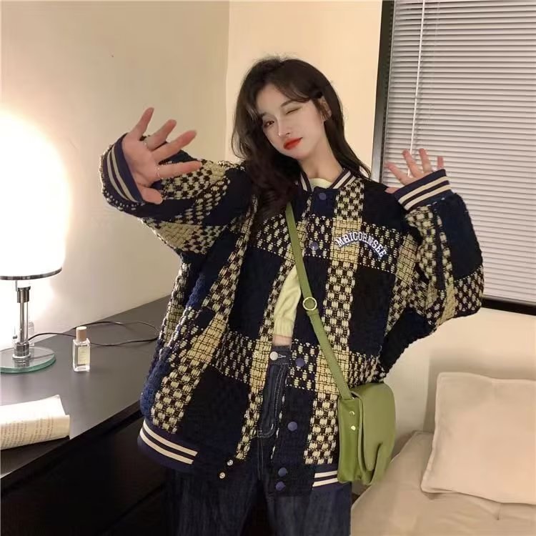 Classic Style Plaid Coat Trendy Pu Shuai Fried Street Design Sense Japanese-style Retro Loose Jacket