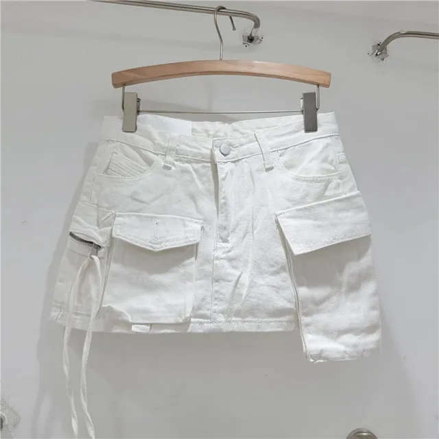 Fashion Irregular Workwear Denim Skirt Women White - Shop at LoveMi