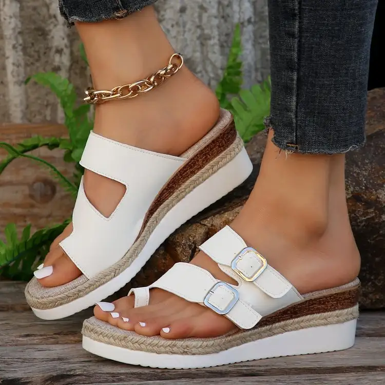 Casual Wedge Finger Fit Design Peep Toe Woven Fashion Sandals