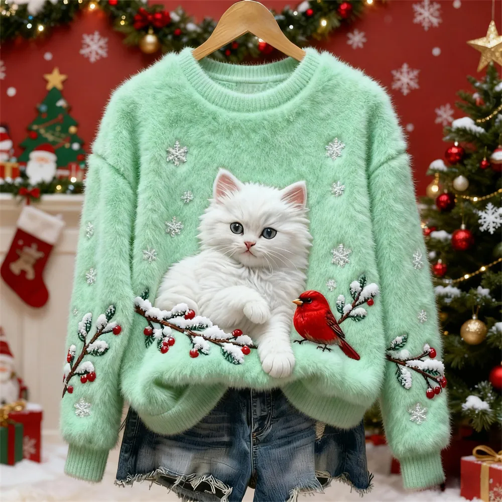3D Digital Print Pattern Christmas Women's Flannel Sweatshirt - Dz245774Lyjligr-5Xl