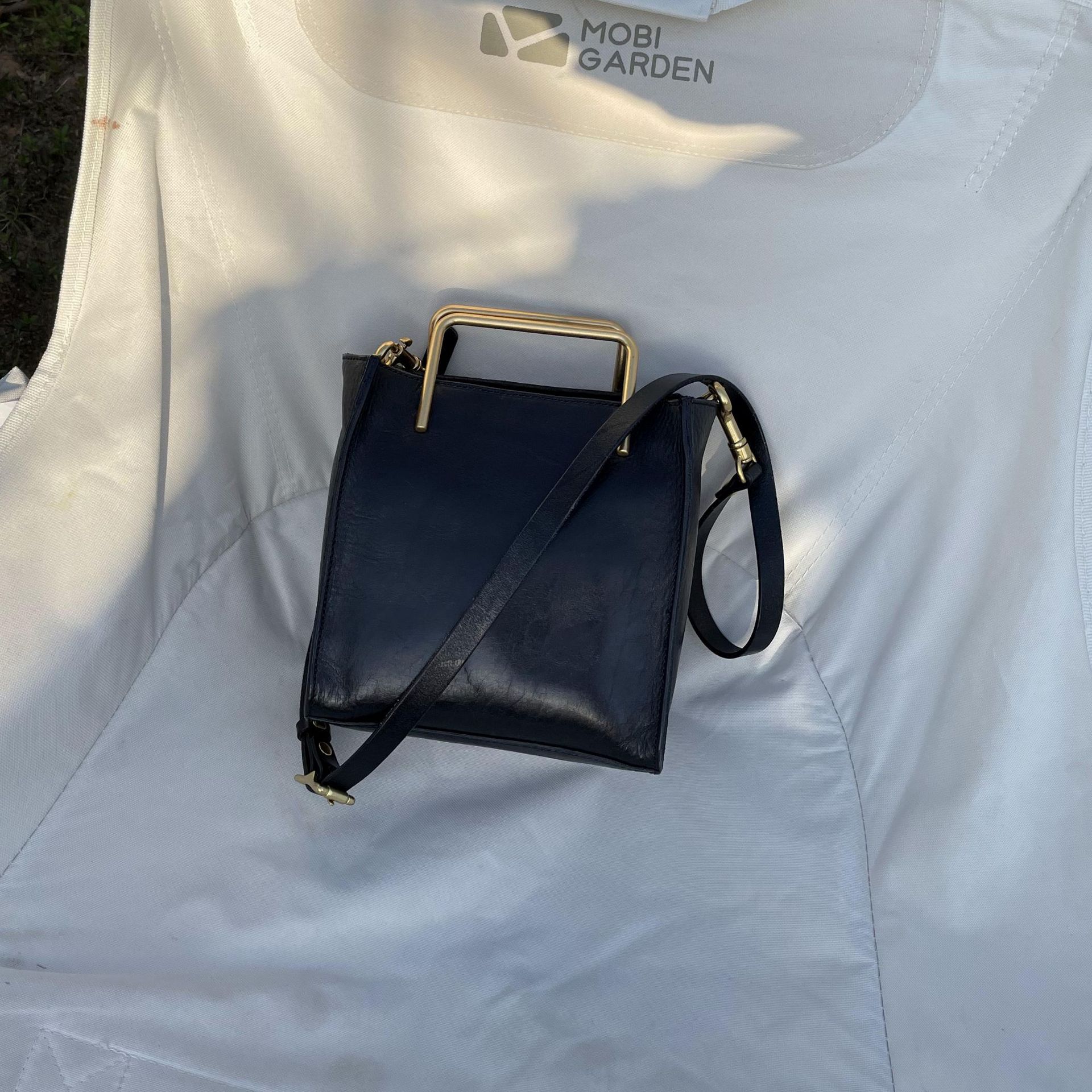 Vintage Womens Small Square Bag Made From Full-Grain Vegetable-Tanned Leather