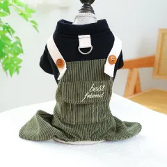 Pet Ring Dog Cat Clothes New Corduroy - Good Friend Overalls - View 1
