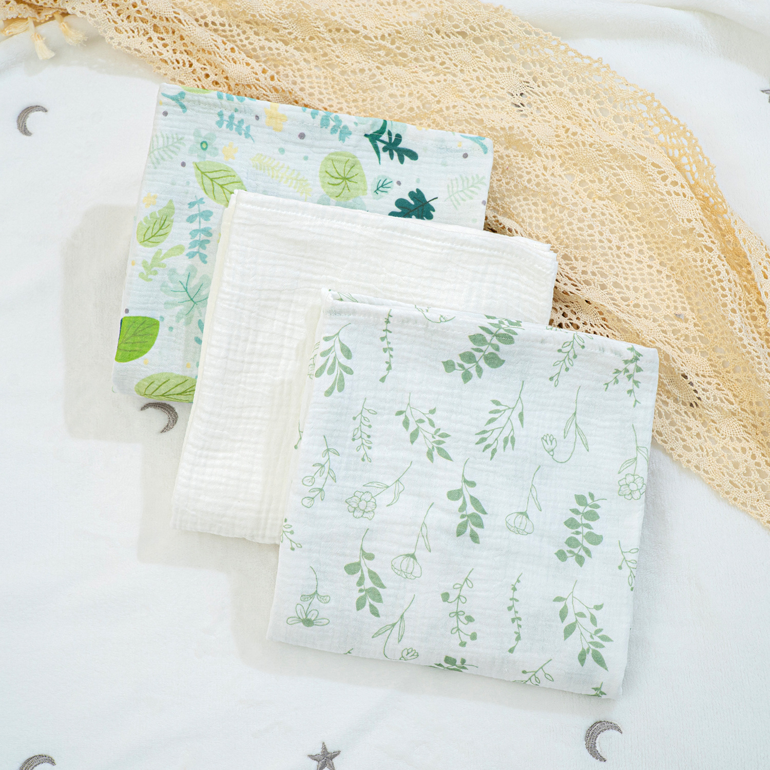 Solid-color Double-layer Pure Cotton Gauze Swaddle Blanket For Babies