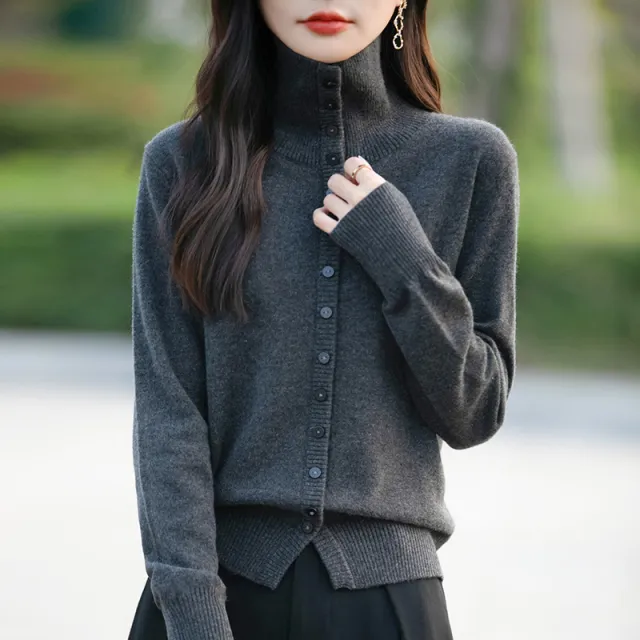 Women's Korean style Loose Knitted Long Sleeves Sweater Coat Dark Gray - Shop at LoveMi