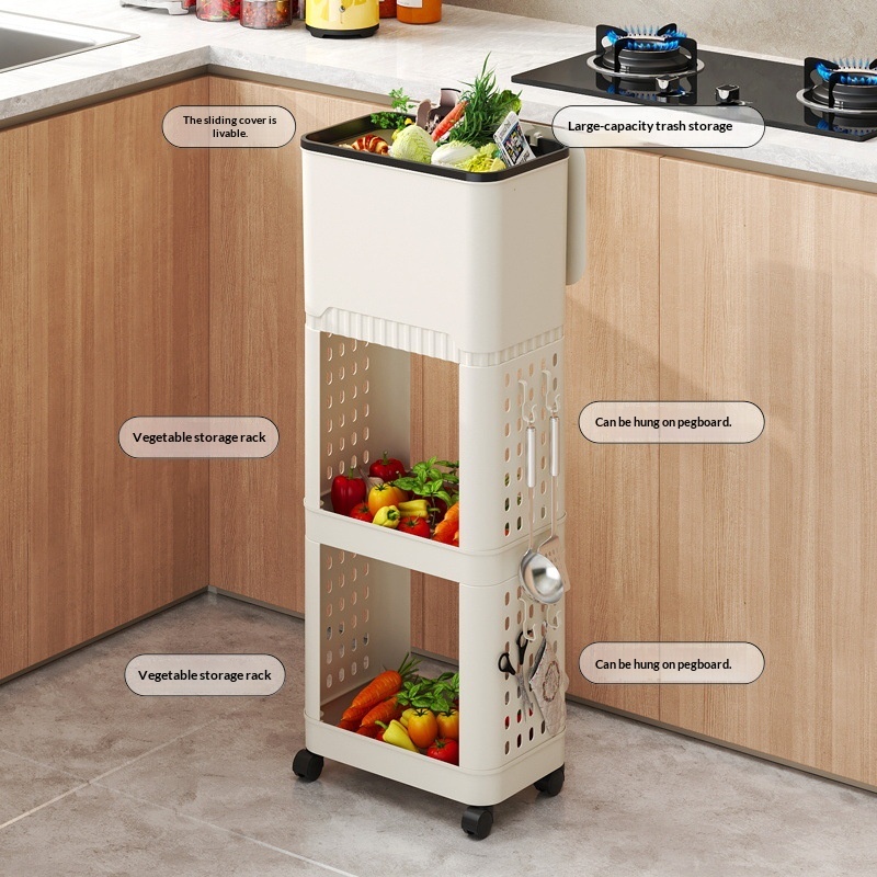 Kitchen Trash Can Rack, Multi-tiered With Lid, Hygienic Bin 4