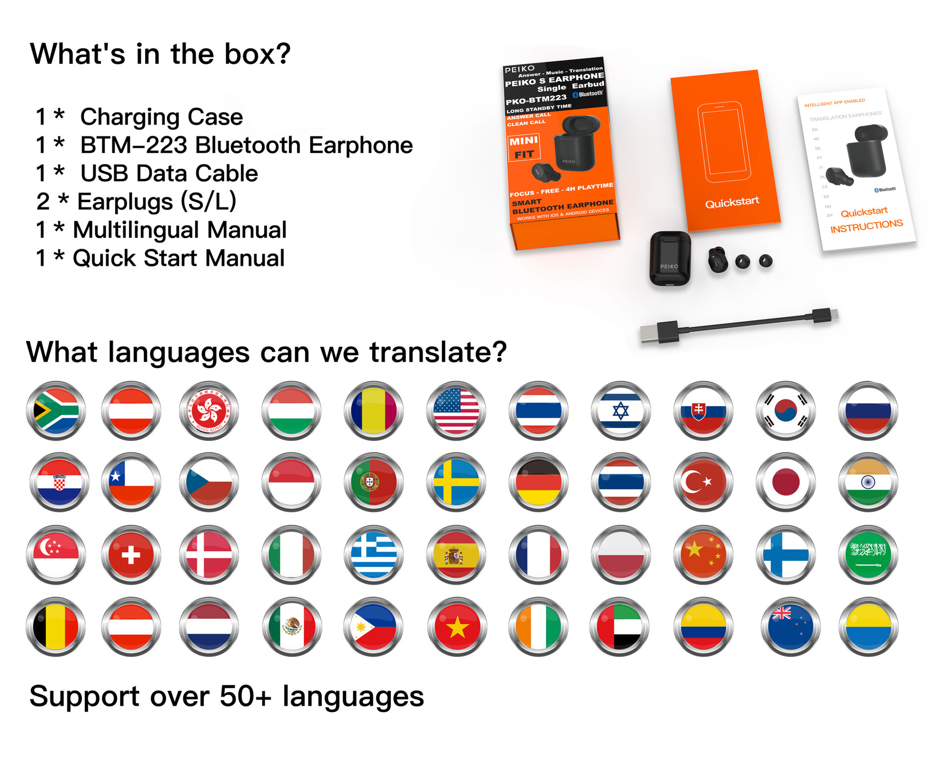 Smart Bluetooth Translation Headphones Instant Wireless Headset Language — foto 13