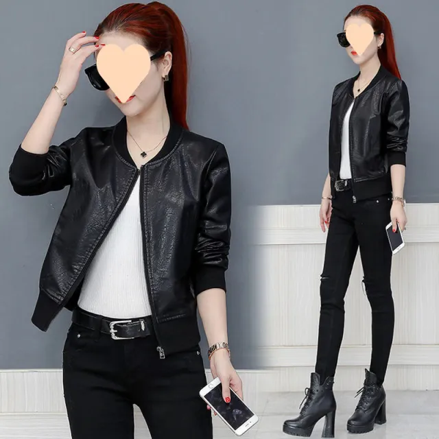 Autumn And Winter New Korean Version Loose Baseball Jacket Leather Cardigan Black - Shop at LoveMi