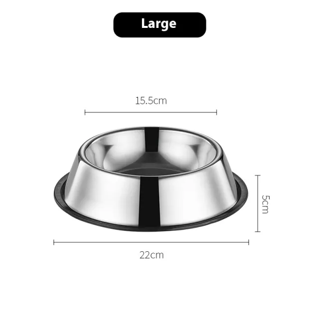 Stainless Steel Dog Bowl Anti fall Non slip Bottom Diameter 22Cm - Shop at LoveMi