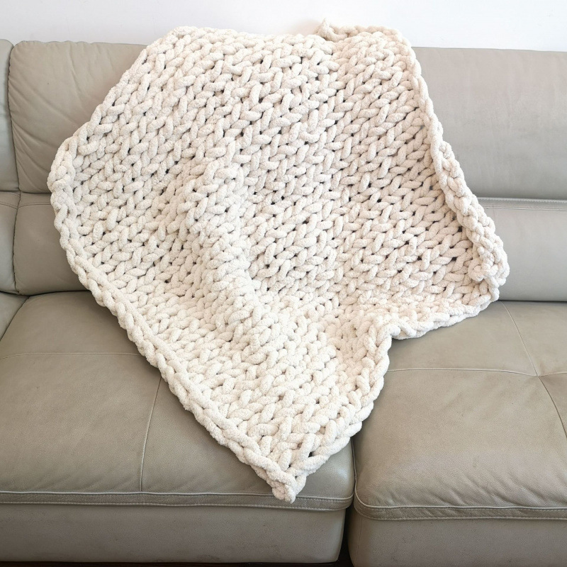 Chenille Knitted Handmade Throw Blanket