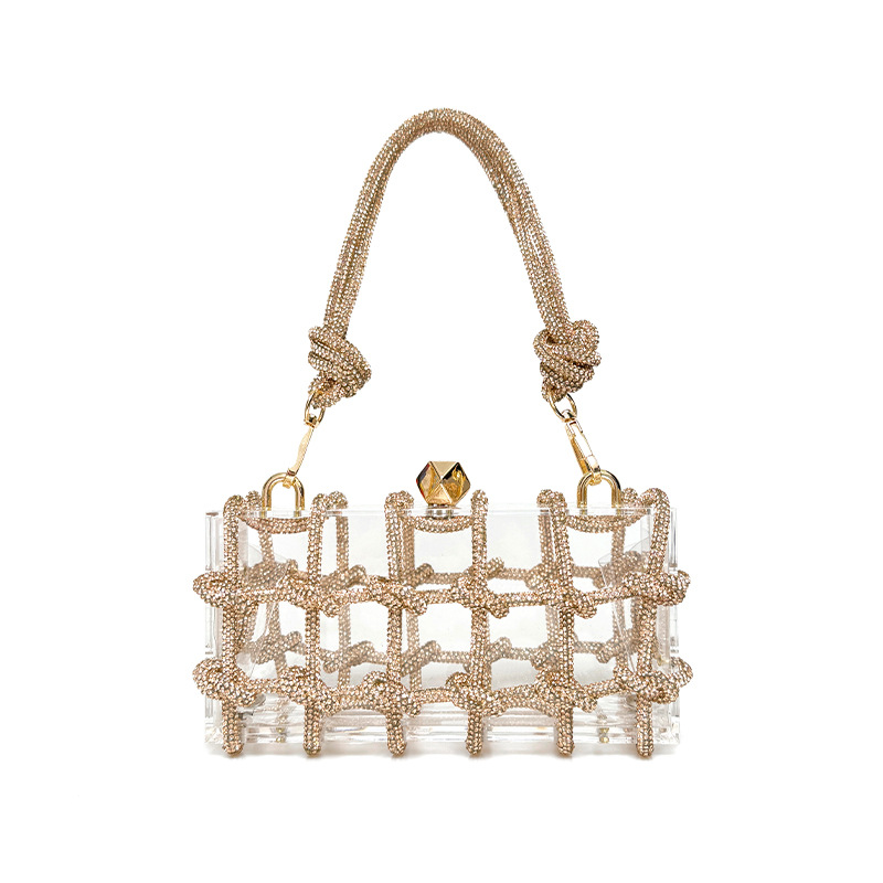 French Sweet Shiny Rhinestone Banquet Small Square Bag — foto 16