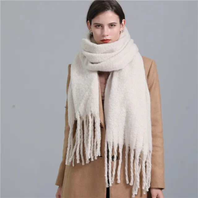 Extended Scarf Winter Cashmere like Warm All matching Solid Color Scarf 5 220X 50Cm - Shop at LoveMi