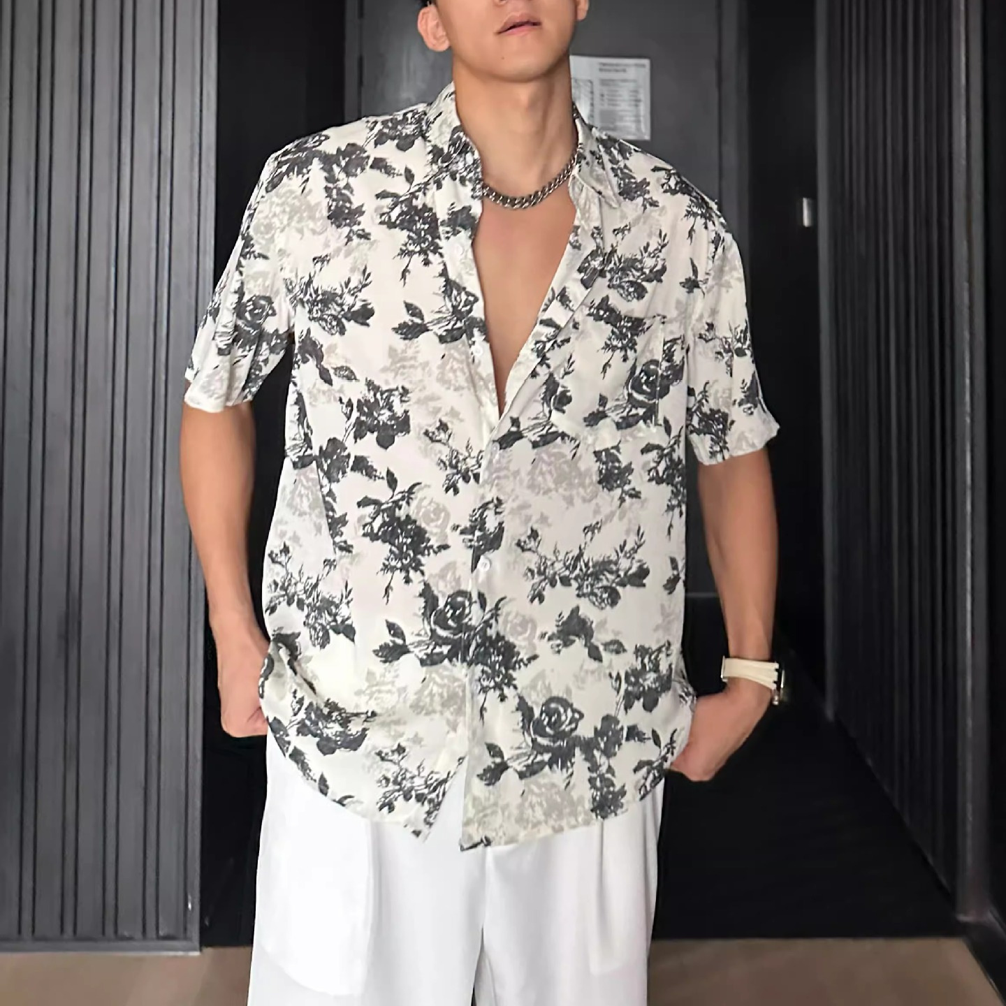 $7.51 Vacation Style Loose Casual Pendant Short Sleeve Printed Shirt