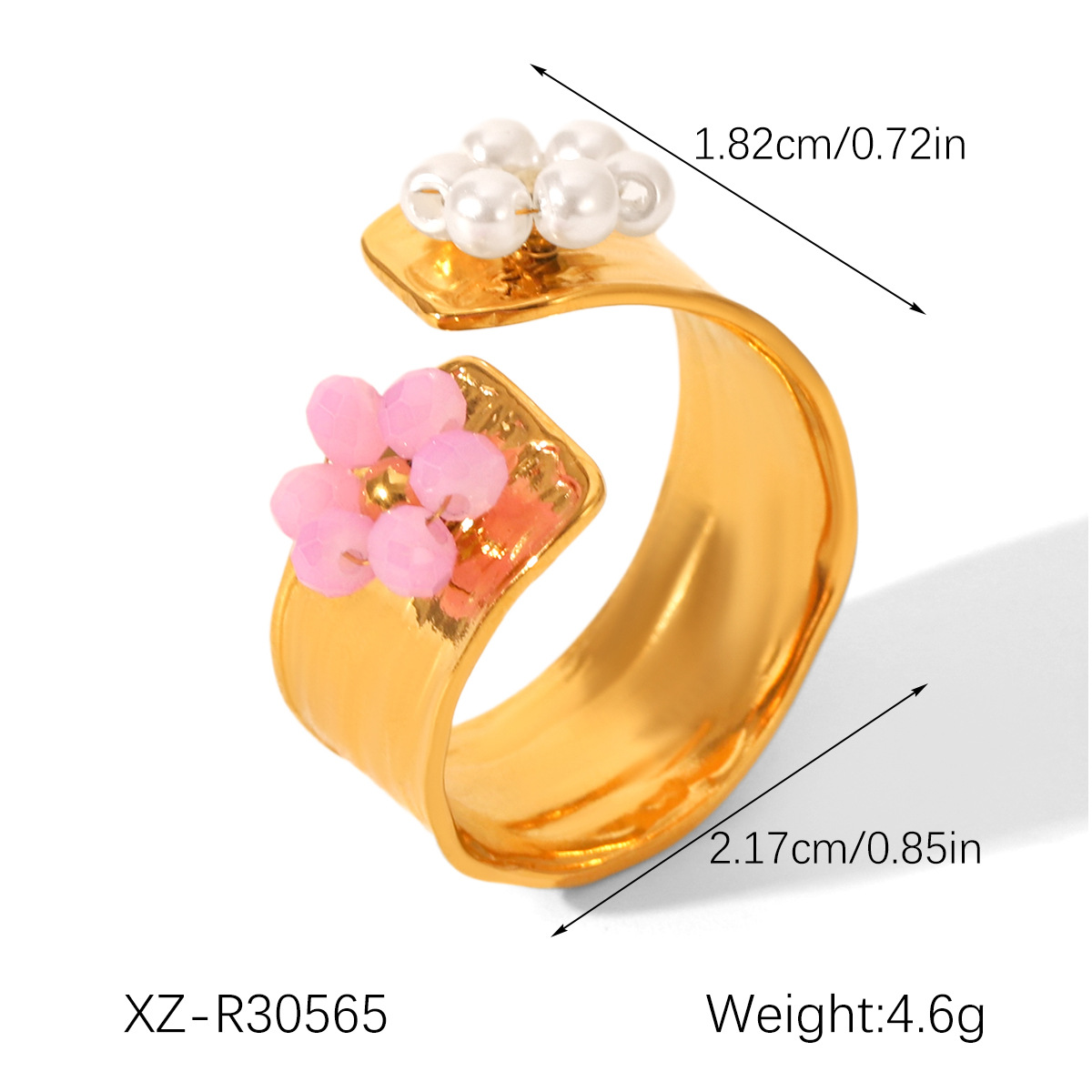 Luxury High-end Pearl And Flower Stainless Steel Ring