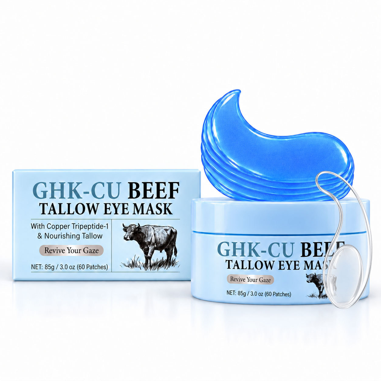 Blue Copper Peptide Beef Tallow Eye Masks 60 Pieces