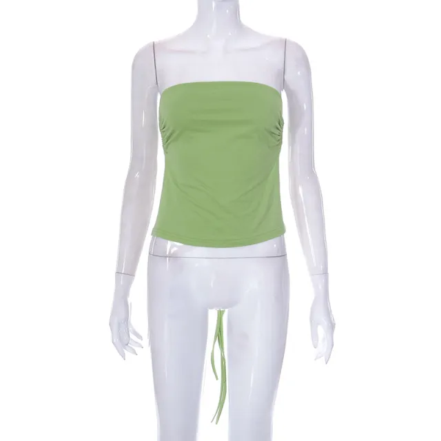 Pure Color Tied Tube Top Backless Wrap Chest Inner Wear Green - Shop at LoveMi