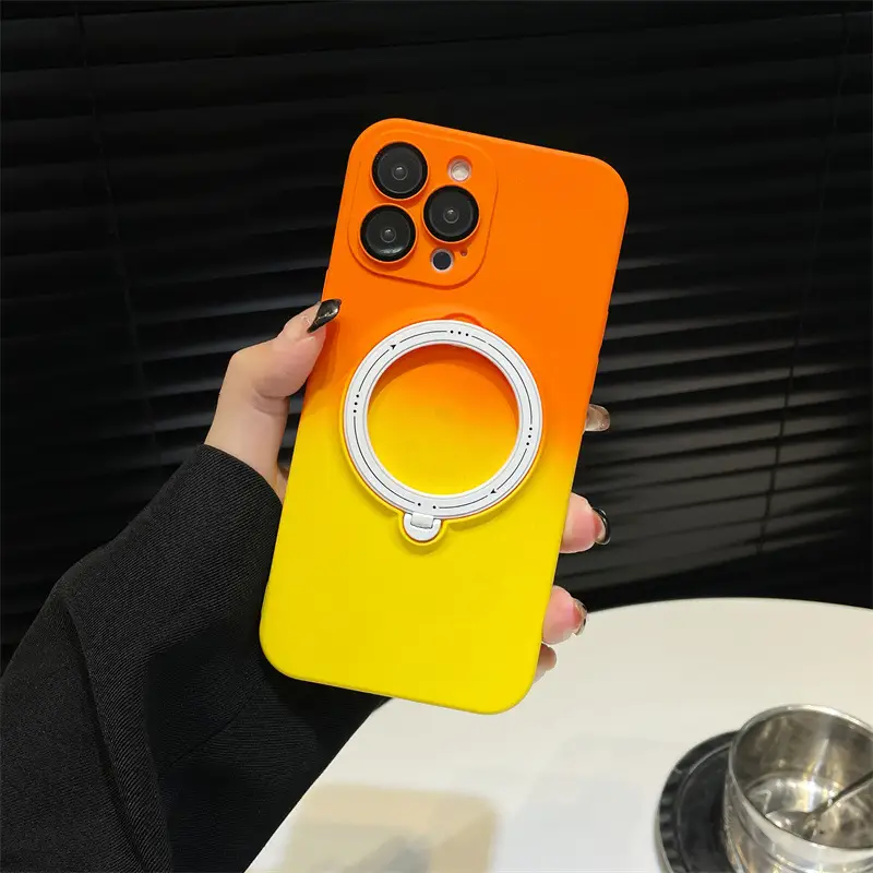Applicable To IPhone15 Bright Shield Magnetic Suction Bracket Gradient Phone Case