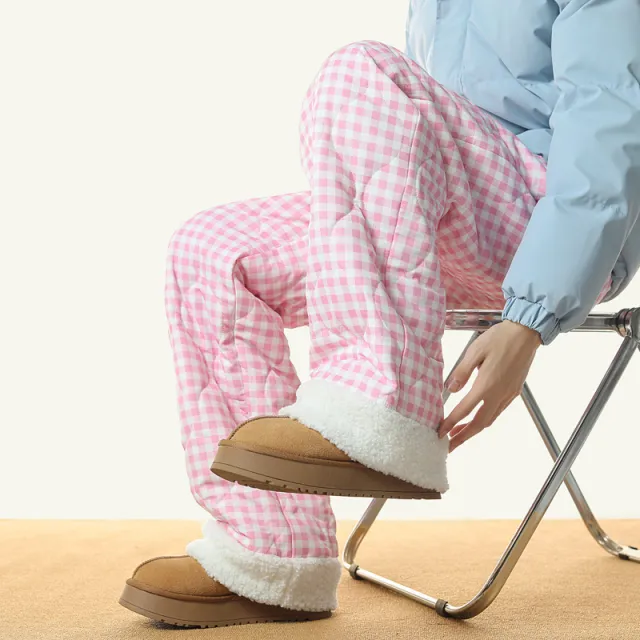 Winter New Casual Plus Size Thick Checks Cotton Pants For Women Bgm241063 Pink - Shop at LoveMi