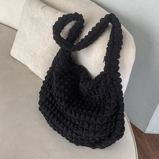 Pleated Cloud Shoulder Crossbody Women's Bag Large Capacity Black - Shop at LoveMi
