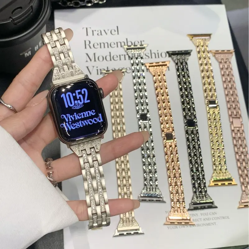 Double-row Diamond-studded Metal Fashion Watch Bracelet