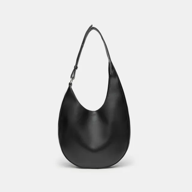 Semicircle One shoulder PU Leather Crossbody Women's Tote Bag Black - Shop at LoveMi