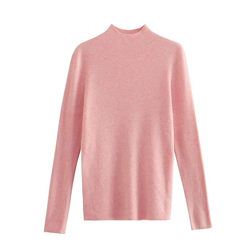 Women's Half High Necked Knitted Bottom Sweater