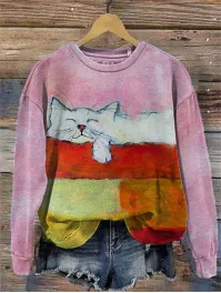 Women's Printed Crew Neck Sweatshirt E Style 3Xl - Shop at LoveMi