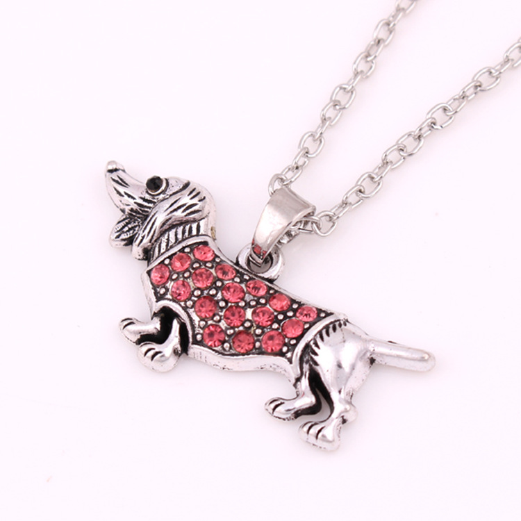 Dallas Dog Zinc Alloy Diamond-studded Necklace