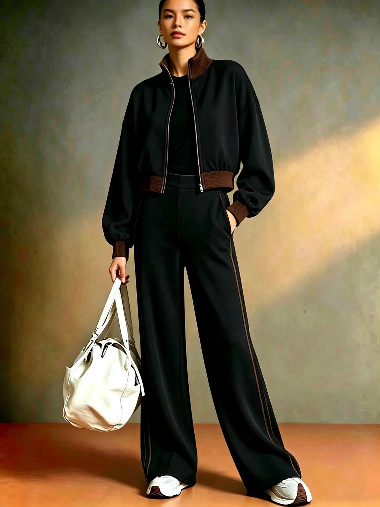 Women's color-block ribbed set fit and color view