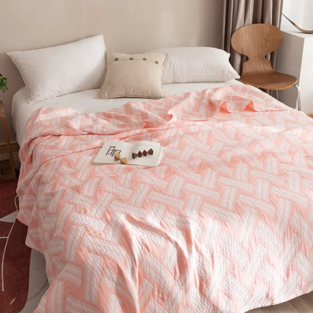 Pure Cotton Washed Towel Cover Blanket Grigny Pink - Shop at LoveMi