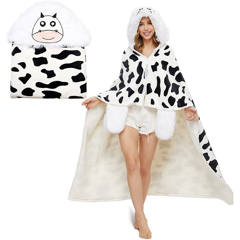 Leopard Print Hooded Blanket Cloak Cow - Shop at LoveMi