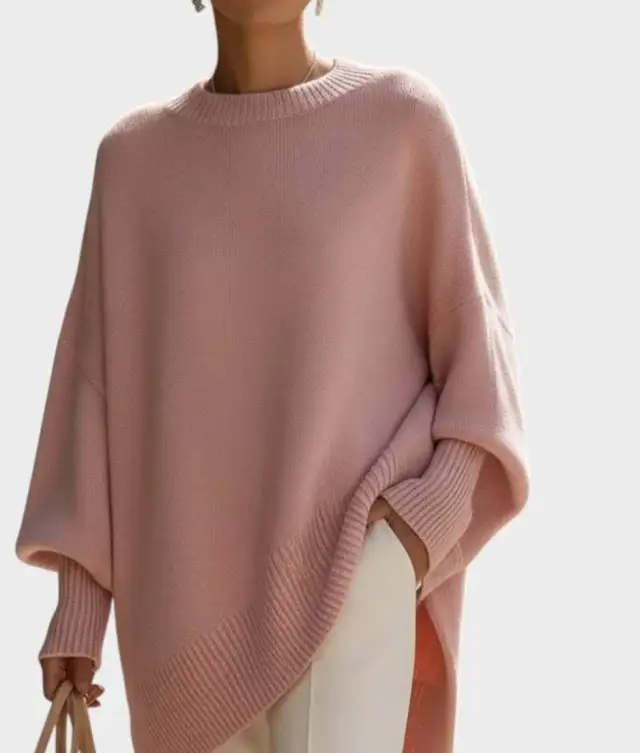 Thick Round Neck Women's Loose All matching Knitted Pullover Sweater Pink - Shop at LoveMi