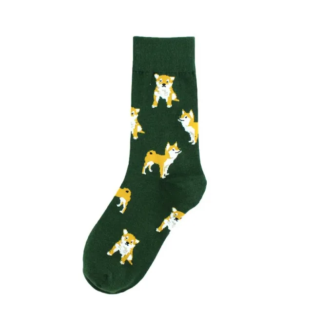 New Cute Pet Cute Shiba Inu Orange Tabby Cat Cute Pig Cotton Socks Dark Green Dog - Shop at LoveMi