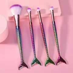 4-piece Mermaid Gradient Eye Makeup Brush Portable - Gradient Color - View 1