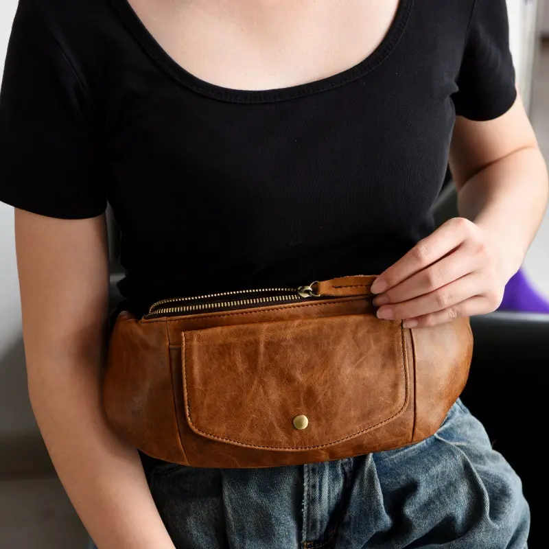 Retro Casual Vegetable Tanned Full-grain Leather Cowhide