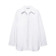 European And American Style Solid Colour Loose Casual Front Lace-up Shirt - Picture Colour-Xl - View 1
