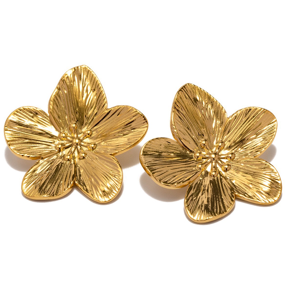 Womens Fashionable 3D Exaggerated Five-Petal Flower Necklace And Earrings