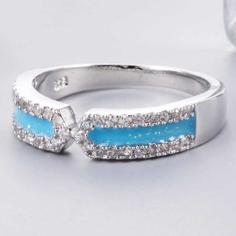 Copper Ring With Zircon Pure Copper Oil-drip Womens Ring