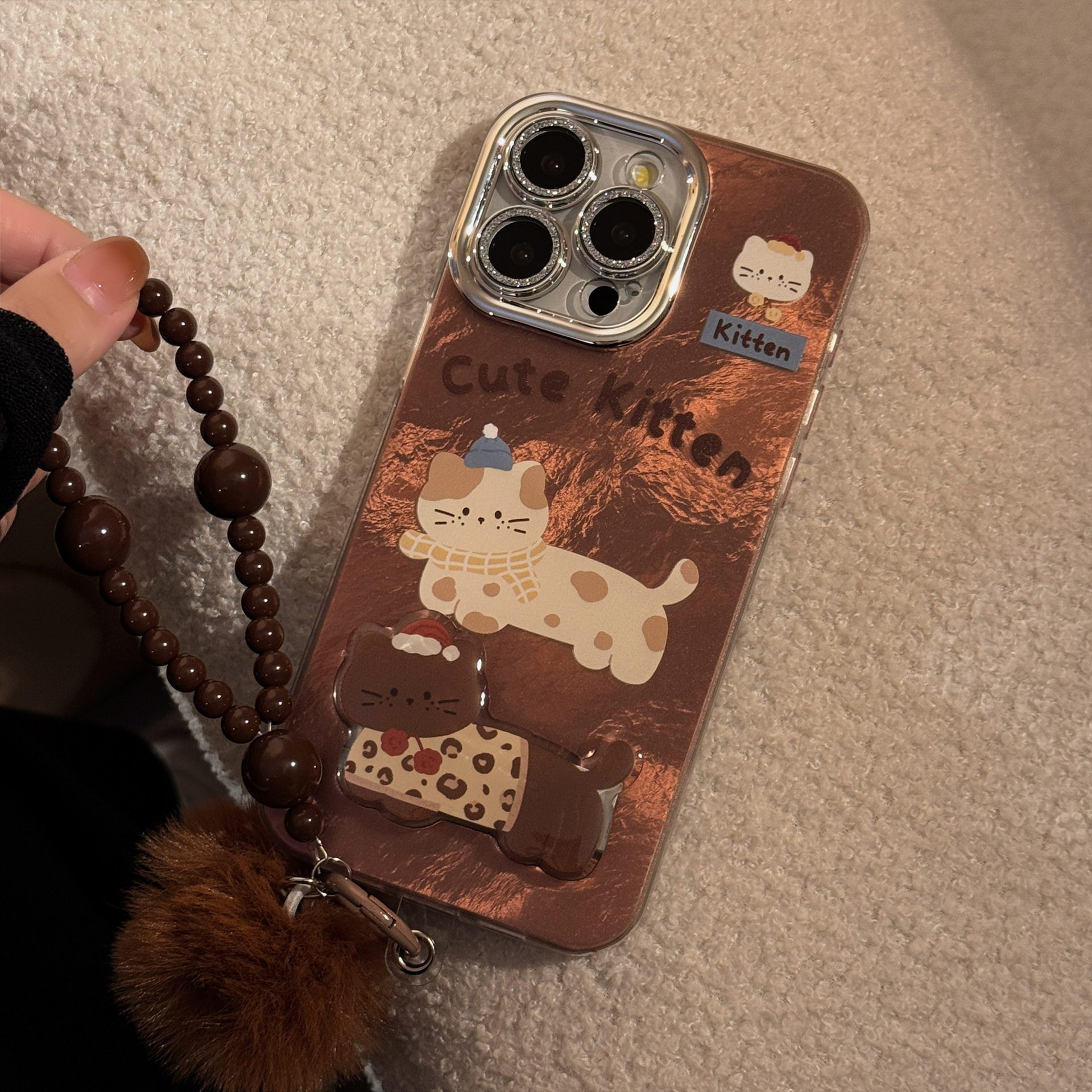 Adorable Brown Cat Phone Case With A Stand