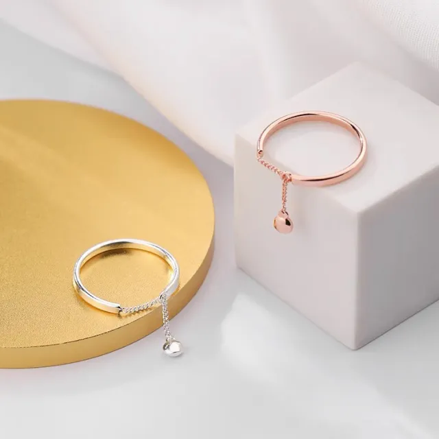 Simple Adjustable Smooth Chain Bead Ring Rose Gold - Shop at LoveMi