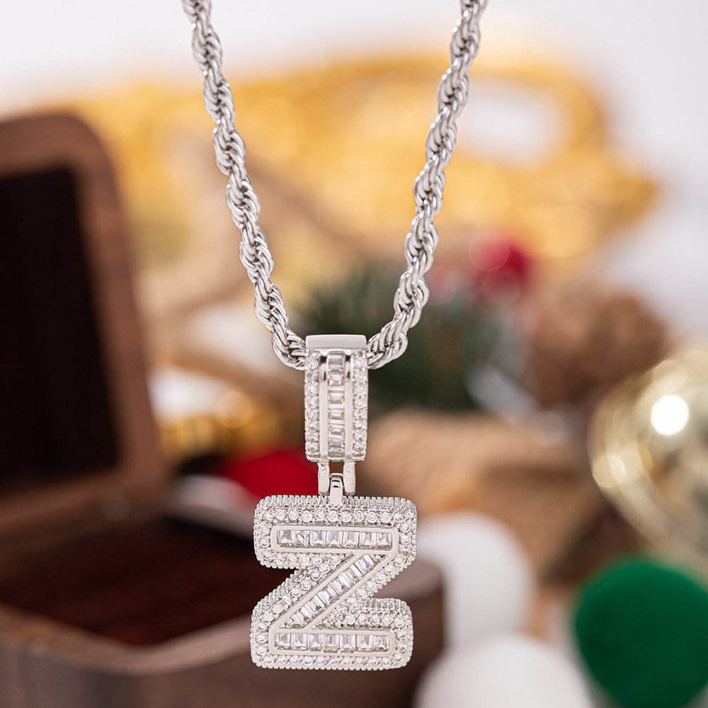 Trendy Full-Diamond 26-Letter Pendant Necklace For Women