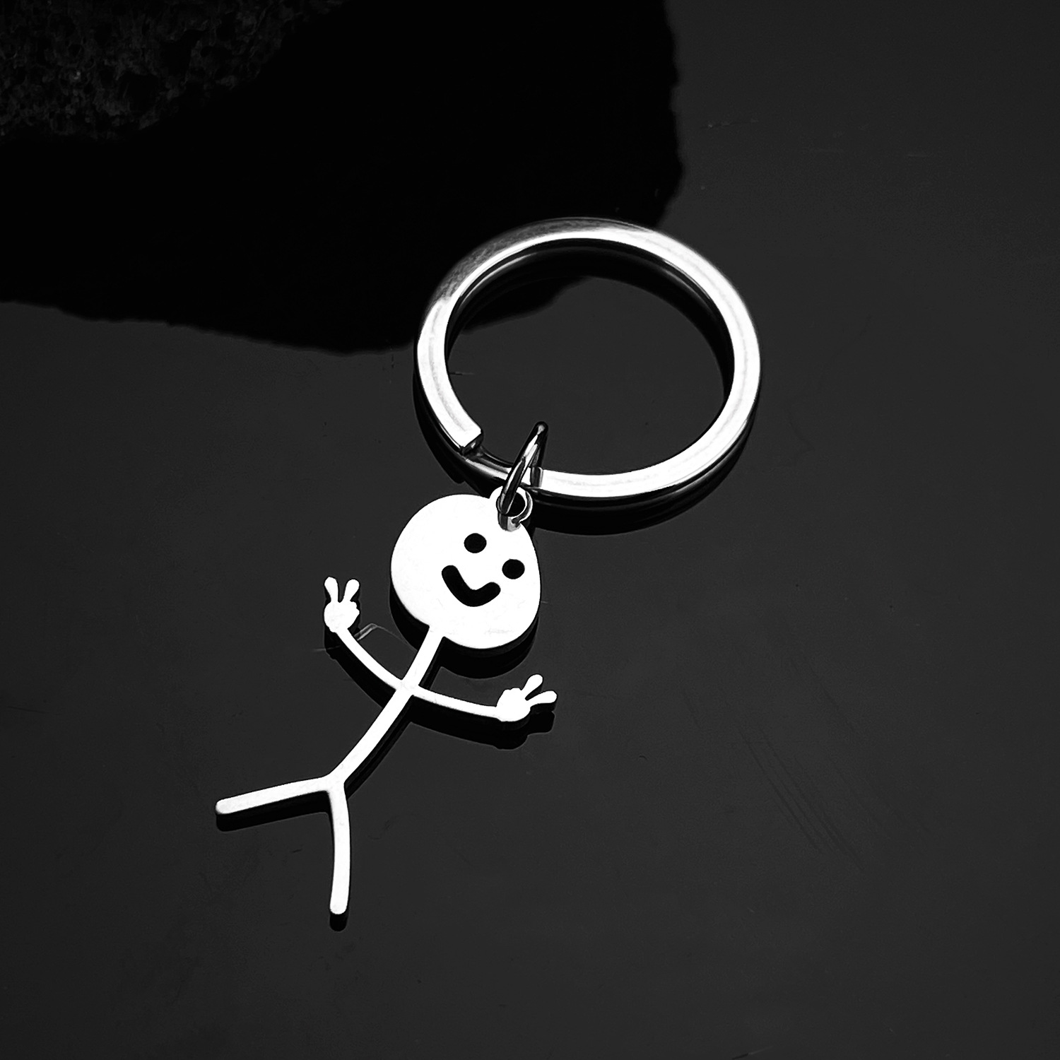 Cute Cartoon Stickman Pendant Stainless Steel Necklace