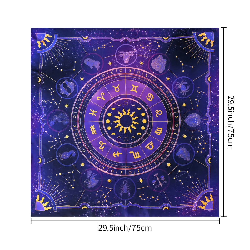 Tarot tablecloth board game decorative cloth with power mandala moon phase floral butterfly design.