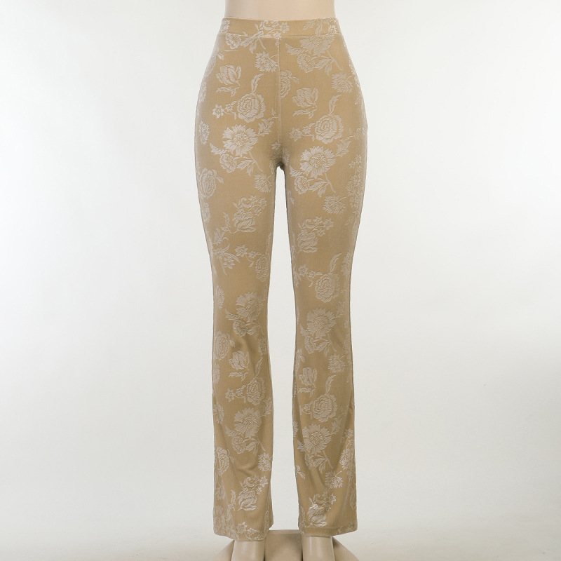 Title 24, Patterned High-rise Flared Flocked Track Pants