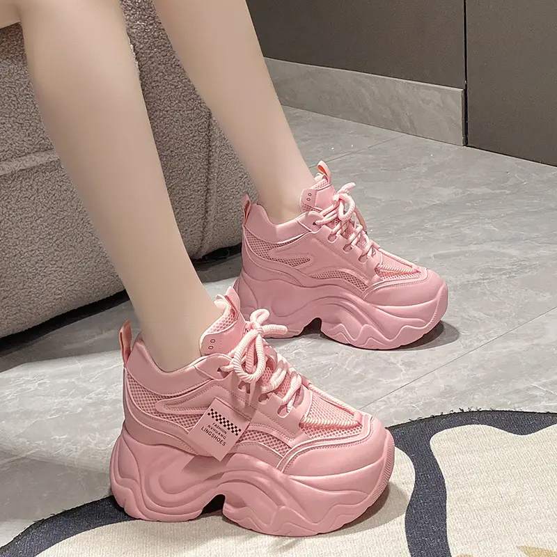 Platform Lace-up Fashion Solid Color Simple Casual