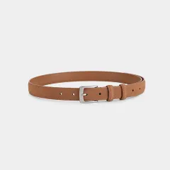 Retro Pin Buckle Suede Cowhide Belt - Matte Suede Brown - View 1