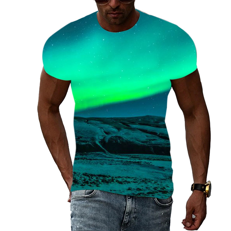 Title 7, T-shirt 3D à motif Aurora pour hommes, imprimé ...