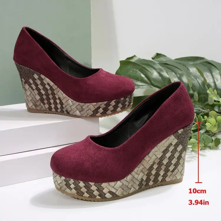 Women's Plus Size Wedge Heel Pumps - Casual Dressy Slip-On Formal Work Shoes