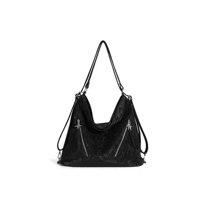 Light Velvet Casual And Multi purpose Large Capacity Tote Backpack Black - Shop at LoveMi